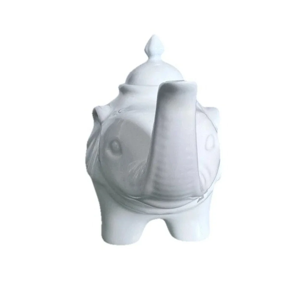 CIA Cordon Bleu Elephant Teapot White Microwave Dishwasher Oven Safe with‎ Lid